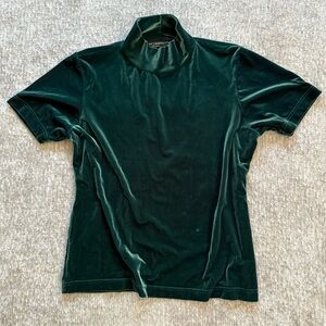 Vintage Metropolitan New York Green Velvet Mock Neck Top Medium 90s